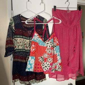 Roxy Lot - (1) Tank Top, (1) Romper & (1) Strapless Pink Dress